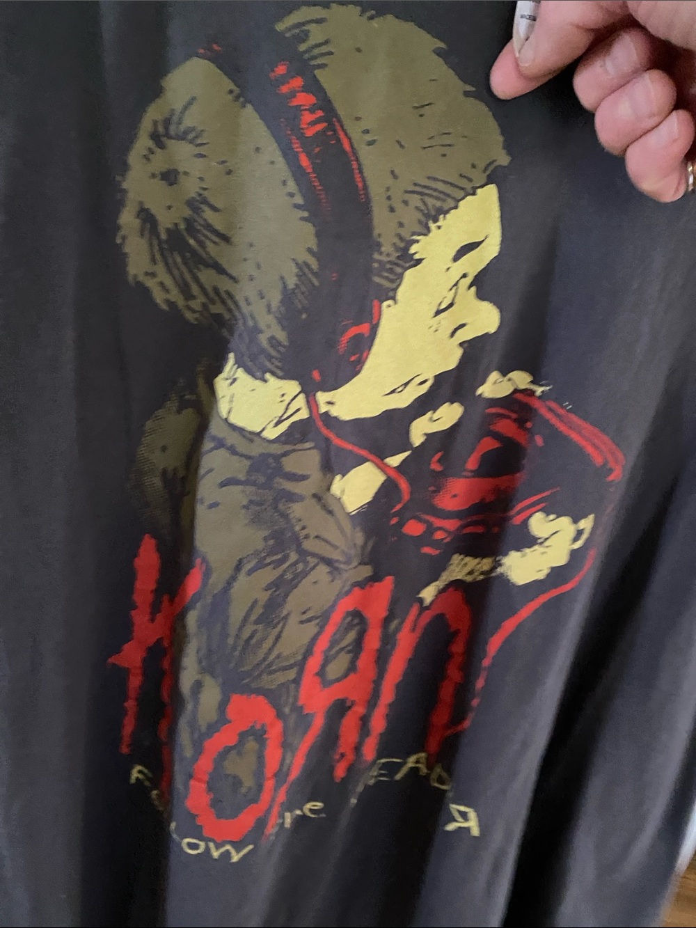 Vintage Korn black Graphic Tee with Red and Olive Band Artwork